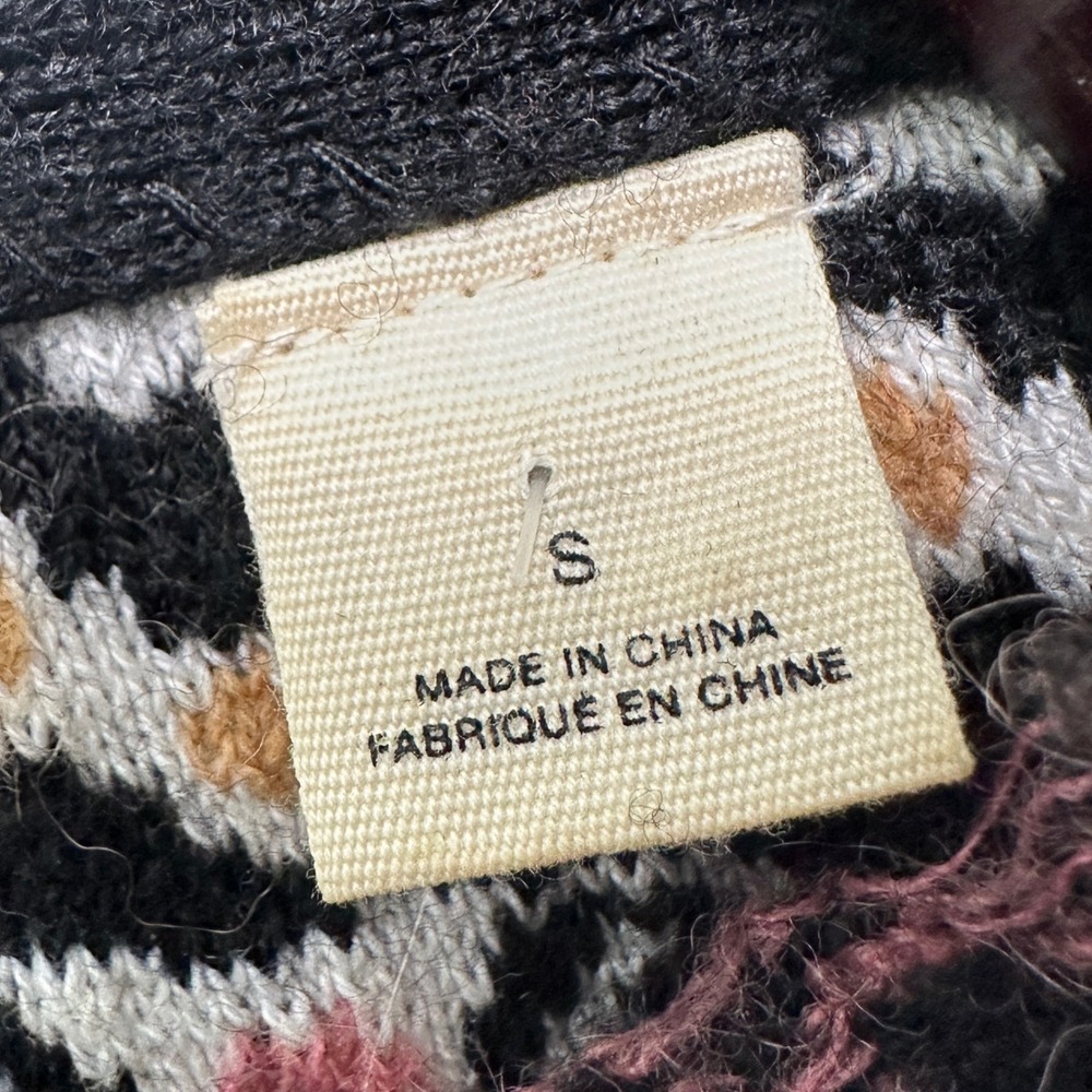 Sleeping on Snow Black Antiquarian Pullover Top Fair Isle S Boho Tribal Hygge - Picture 5 of 9